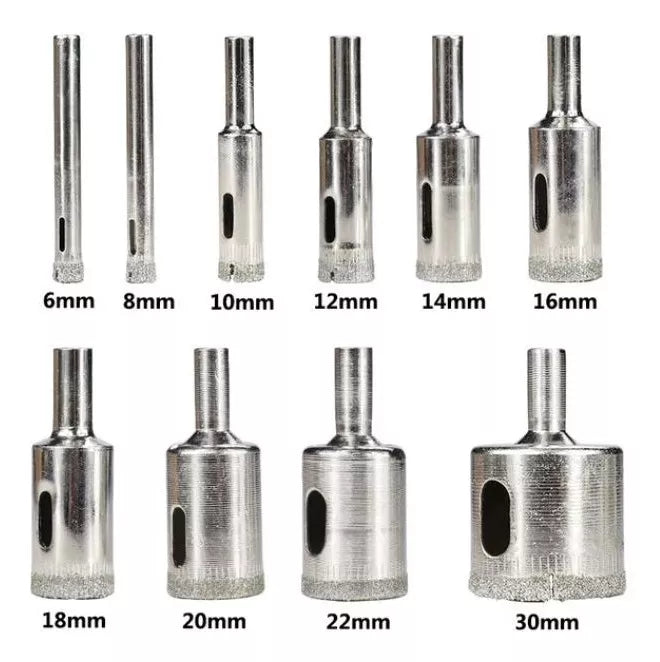 Kit 10 Brocas 6mm-30mm Diamantada Para Ceramica, Vidrio, Porcelanato, Marmol, Granito
