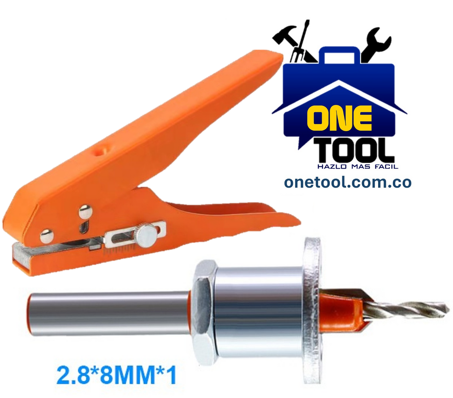 Pinza Alicate Perforadora de Canto + Avellanador 8mm