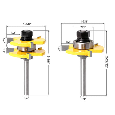 Fresa Para Madera 1/4, Set X 2 Para Machimbre