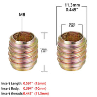 Insertos con Rosca Para Madera M6 X 15mm 10 unidades