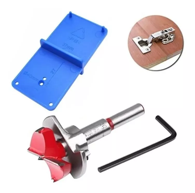 Kit De Broca Forstner de 35 mm Con Tope y Plantilla Para Colocación De ...